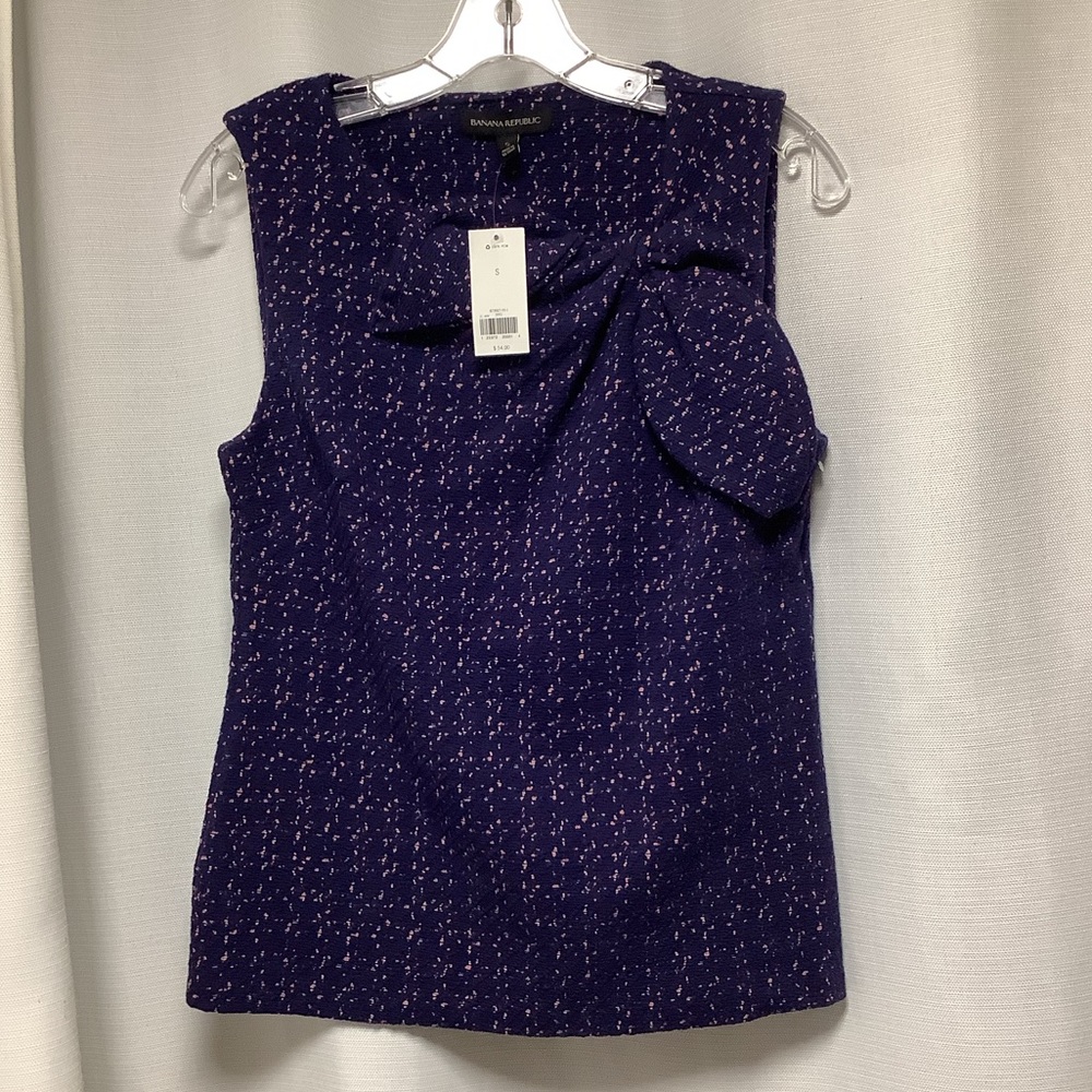 NWT BR Boucle knit blue & red/pink top sz SM